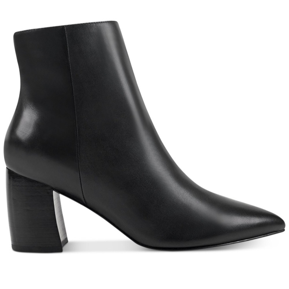 Marc Fisher Black Leather Pointed Toe Booties